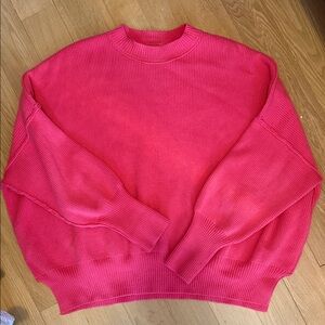 Free People Bold Pink Crew Neck Sweater